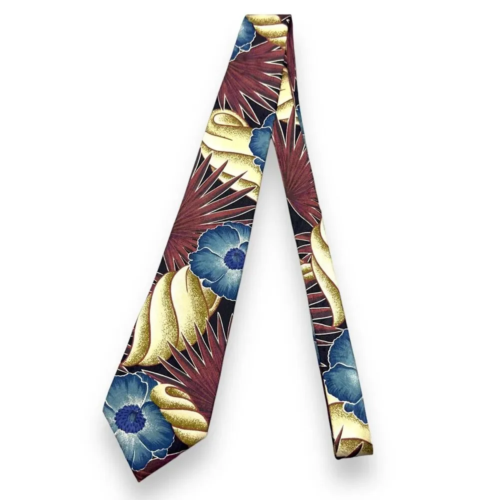 Je Suis Mens 100% Silk Dress Tie Made in USA Floral Seashell Print 56